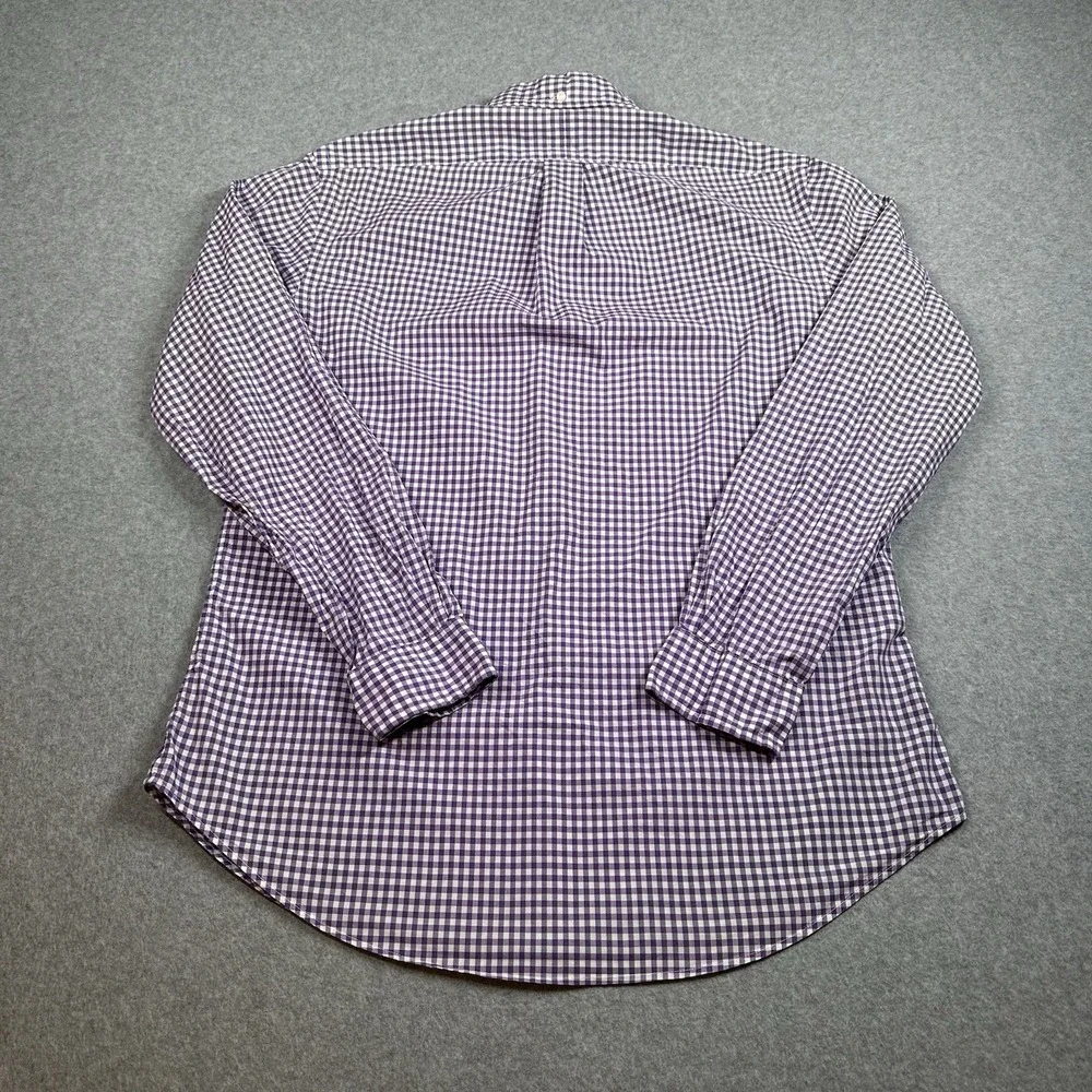 Polo Ralph Lauren Purple‎ Gingham Cotton Button Down Shirt Mens M Blue Pony